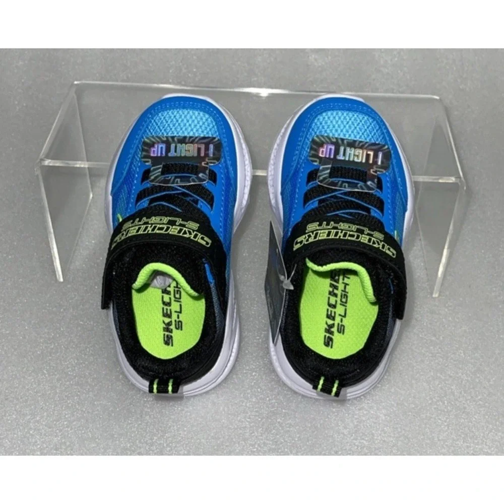 S Lights By Skechers Meteor‎ Krendox Sneakers Stretch Laces Toddler Boy Size 5